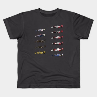 Ayrton Senna - All F1 Cars Kids T-Shirt